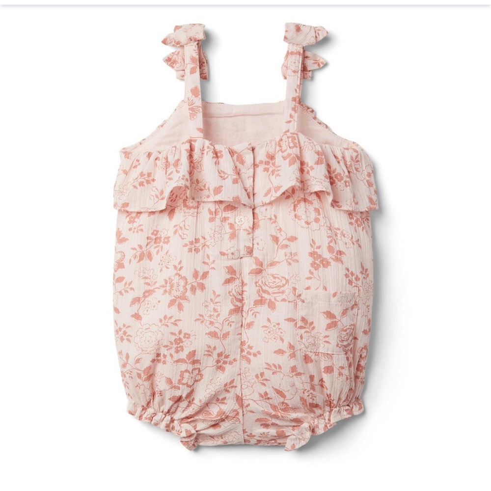 Like new Janie and Jack BABY FLORAL BOW STRAP ROMPER. - Picture 4 of 5